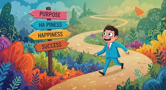 Ilustração divertida sobre a jornada para encontrar o propósito da vida - livros sobre propósito